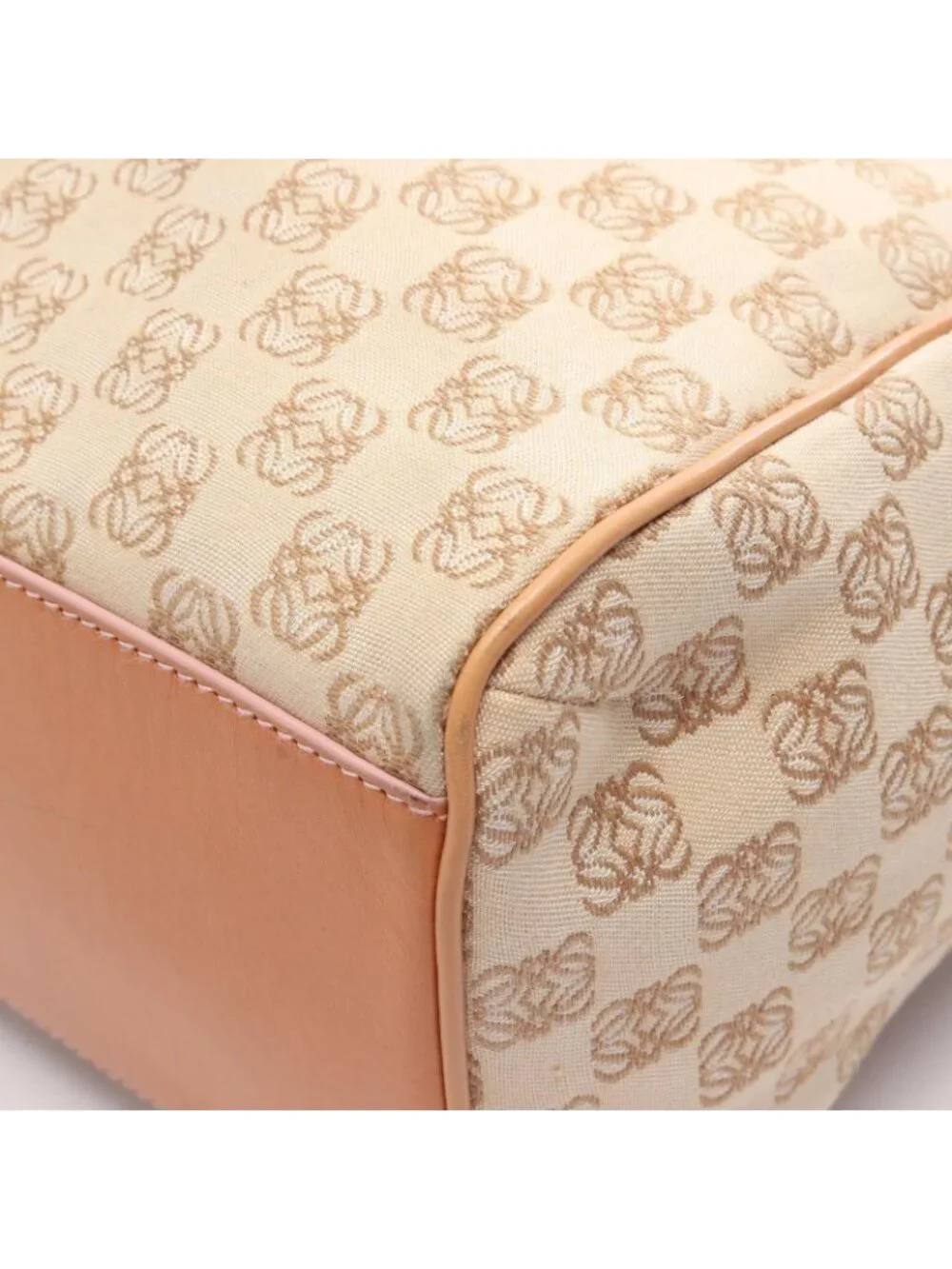 Loewe Tote Bag Repeat Anagram Beige Canvas Leather